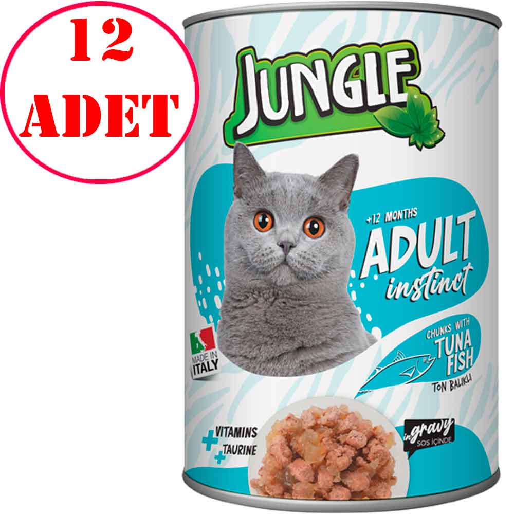 Jungle Kedi Konservesi Ton Balıklı 415 GR 12 AD